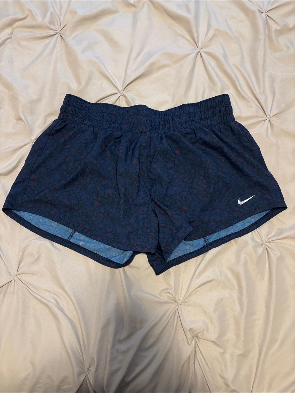 Nike Women's Dark Navy Athletic Shorts with Subtle Print